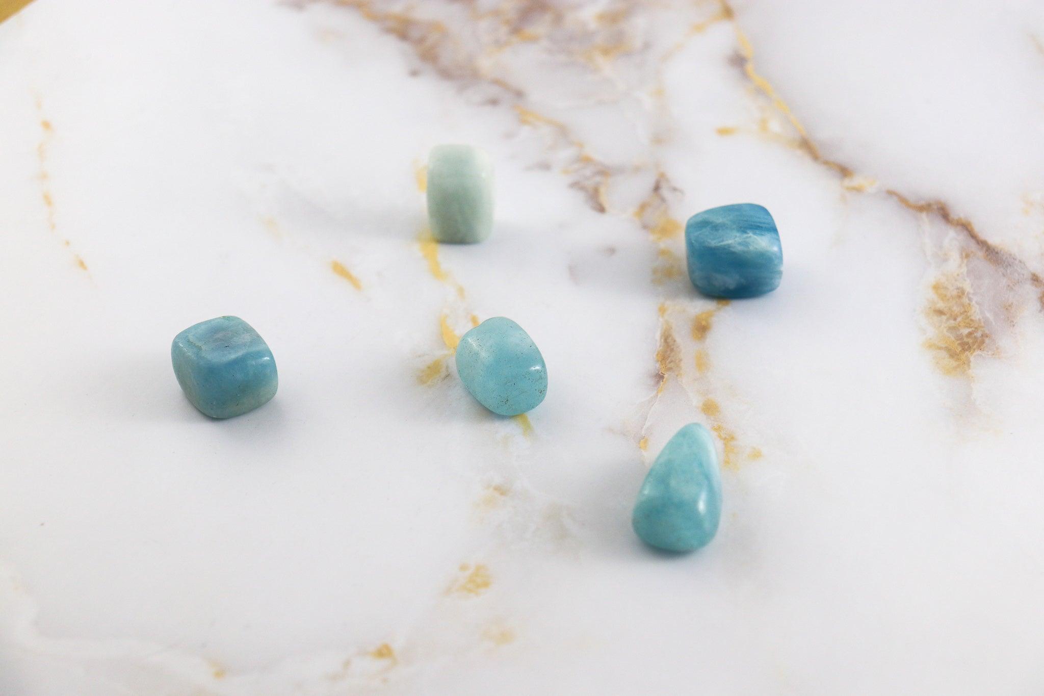 Aquamarine rolled stone